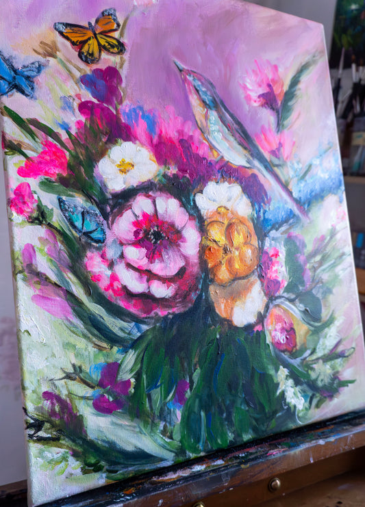 Le silence de l'oiseau 1; Acrylic on Canvas