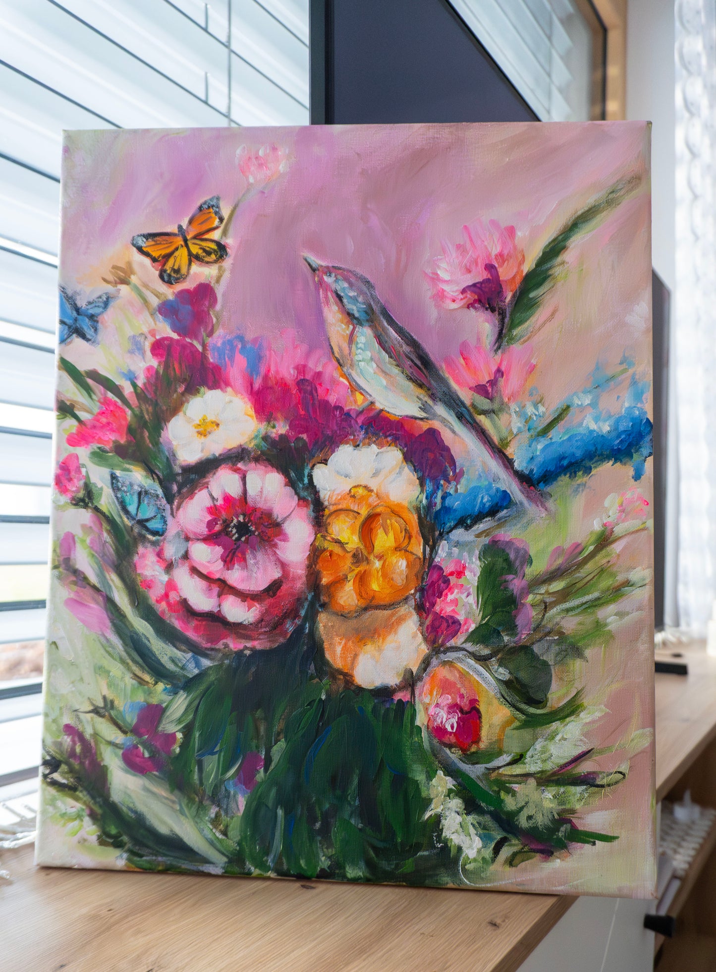Le silence de l'oiseau 1; Acrylic on Canvas