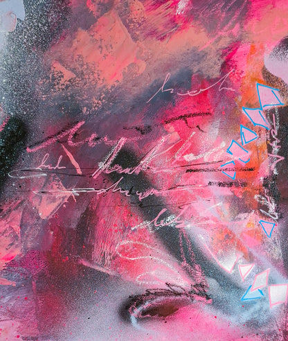 Pink Forever 1; Mixed Media on Canvas