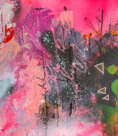 Pink Forever 1; Mixed Media on Canvas
