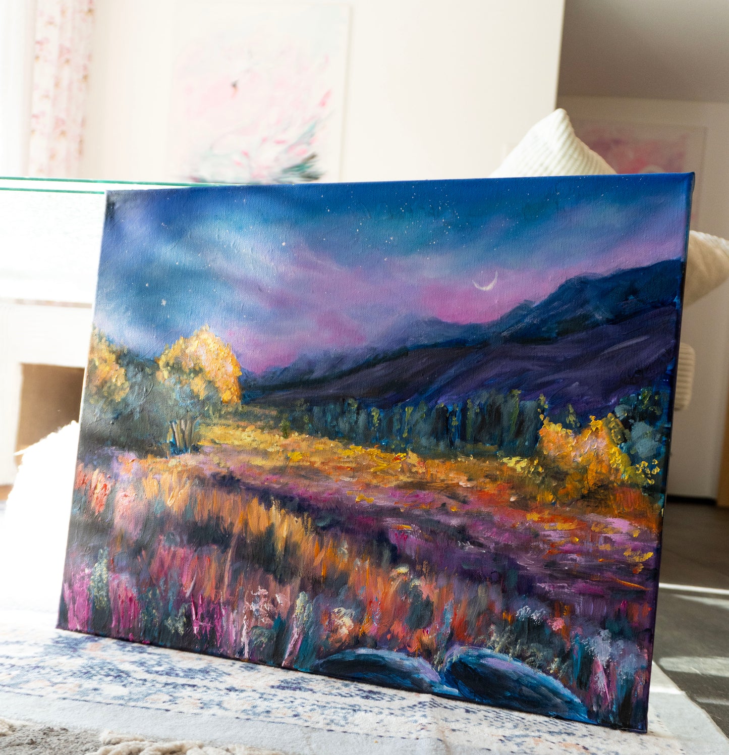 Summer night in the Alps; Oil on Canvas