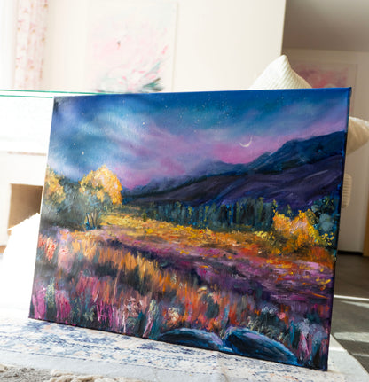 Summer night in the Alps; Oil on Canvas