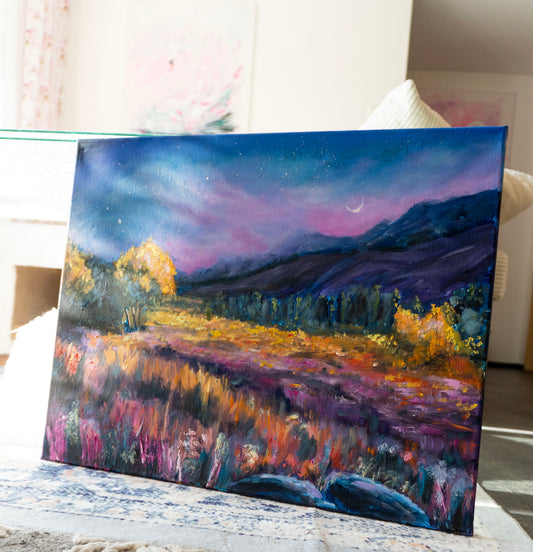 Summer night in the Alps; Oil on Canvas