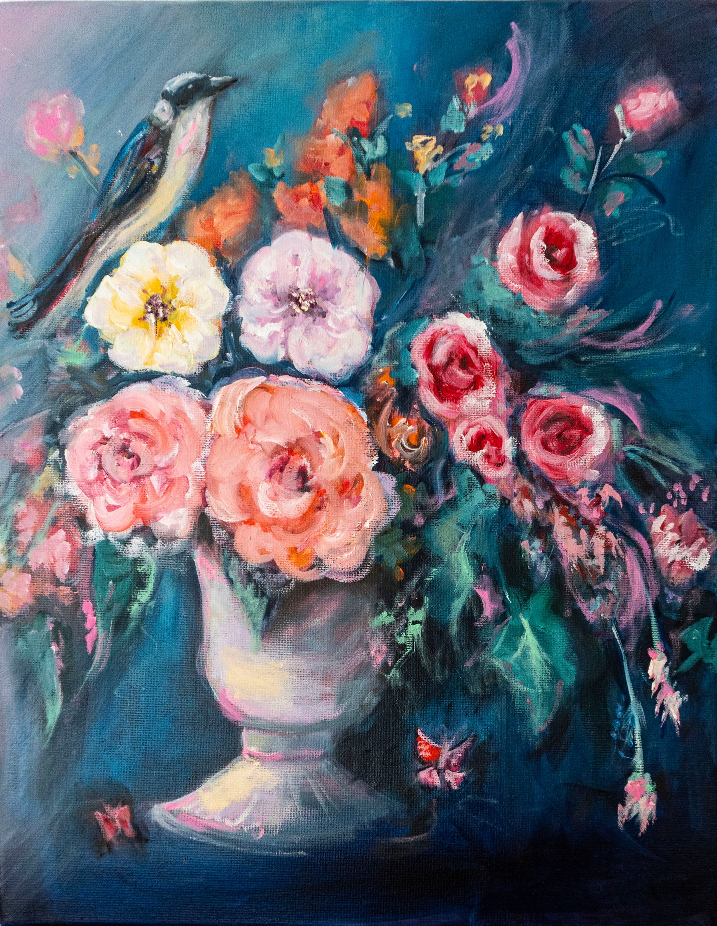 Le silence de l'oiseau 2; Acrylic and Oil on Canvas