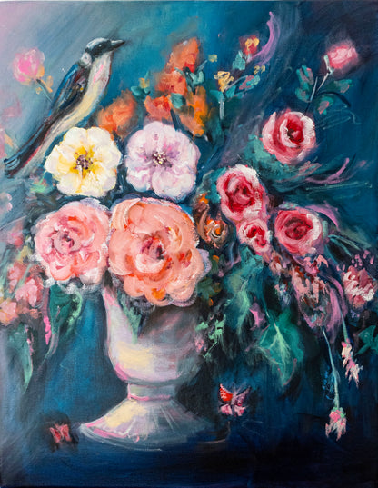 Le silence de l'oiseau 2; Acrylic and Oil on Canvas