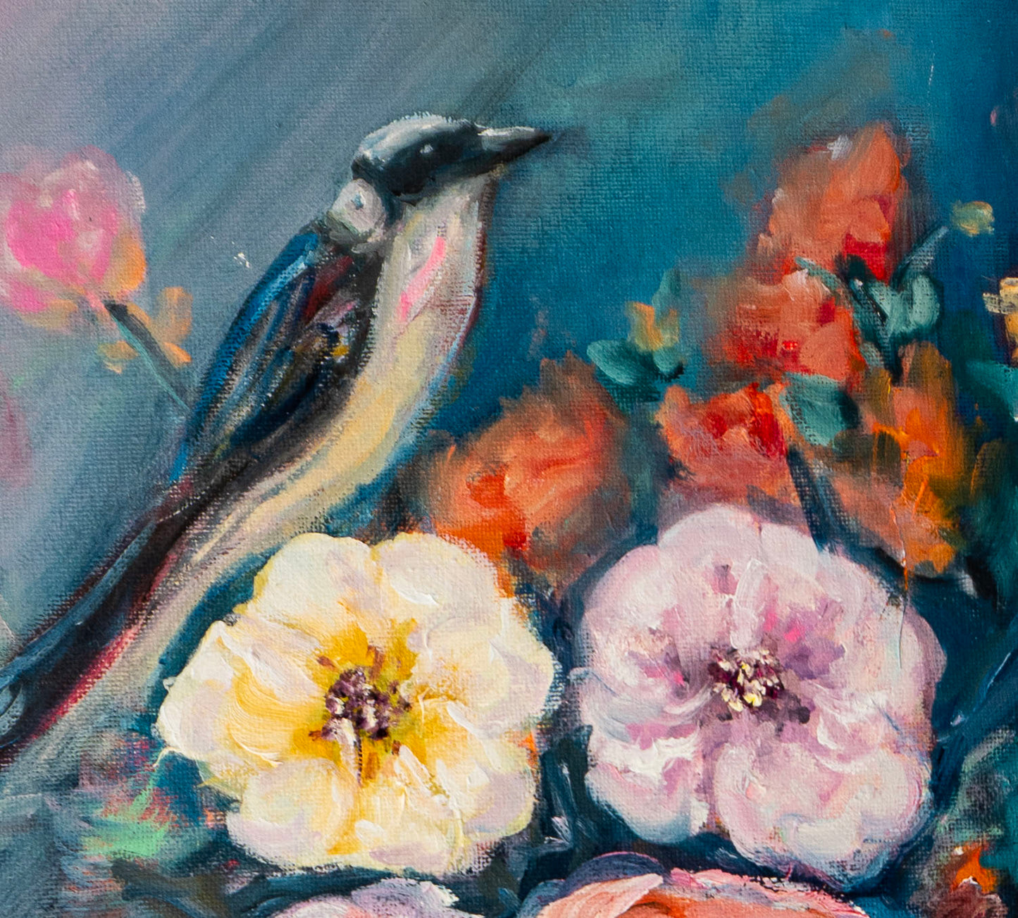 Le silence de l'oiseau 2; Acrylic and Oil on Canvas