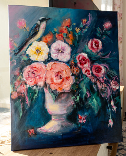 Le silence de l'oiseau 2; Acrylic and Oil on Canvas
