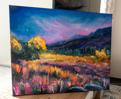 Summer night in the Alps; Oil on Canvas